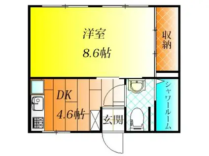 オレンジマンション(1DK/1階)の間取り写真