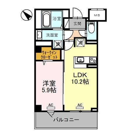 グランアネシス金澤II(1LDK/3階)の間取り写真