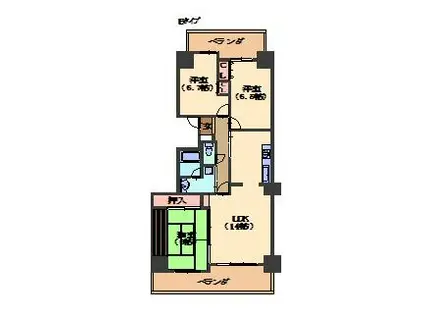 ウェルフォート幸川(3LDK/3階)の間取り写真