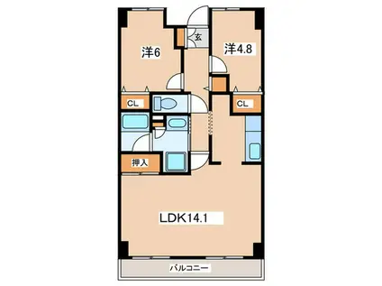 アーバンパーク市ヶ尾(2LDK/6階)の間取り写真