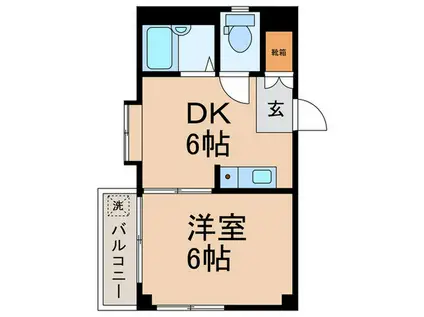 ミハママンション(1DK/4階)の間取り写真