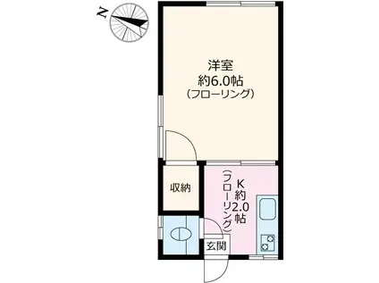 北川荘(1K/1階)の間取り写真