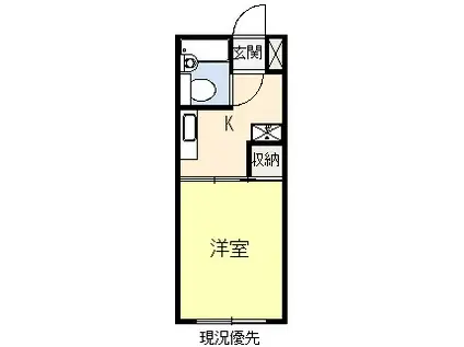 ベルピア松江(1K/1階)の間取り写真