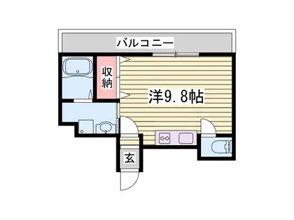 エクセル姫路(ワンルーム/9階)の間取り写真