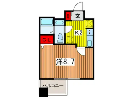 オーキッドレジデンス浦和(1K/1階)の間取り写真