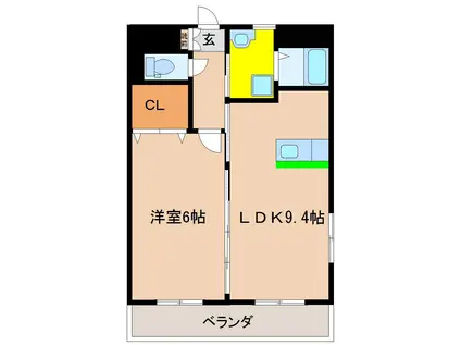 レ・フレール イタキチ(1LDK/4階)の間取り写真