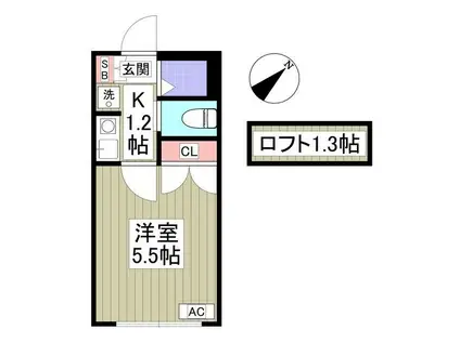 ジュネパレス平塚10(1K/2階)の間取り写真