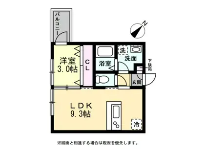 富山市神通町アパート(1LDK/1階)の間取り写真