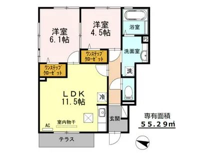 コンフォート石川(2LDK/1階)の間取り写真