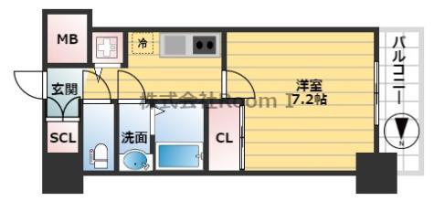 アドバンス大阪城ベレッツァ(1K/12階)の間取り写真