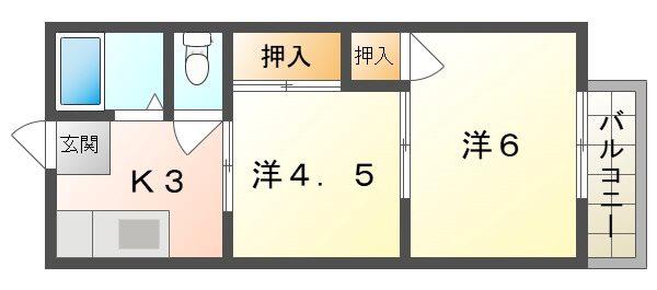 グレイスハイツ(2K/2階)の間取り写真
