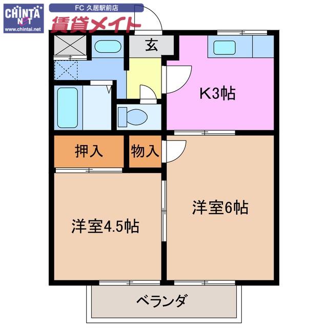 さつき荘(2K/2階)の間取り写真