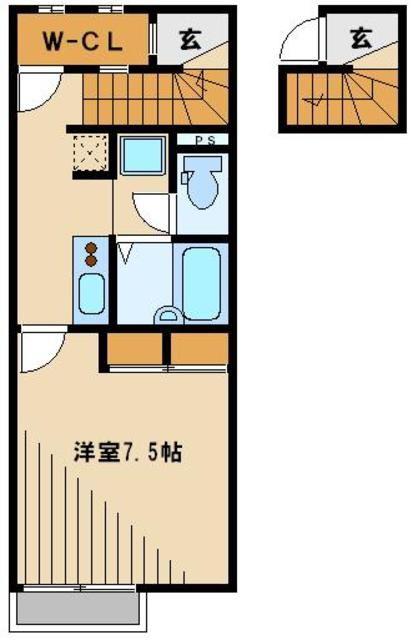 レオパレスカスターノ(1K/2階)の間取り写真