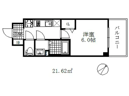 エステムコート神戸グランスタイル(1K/10階)の間取り写真