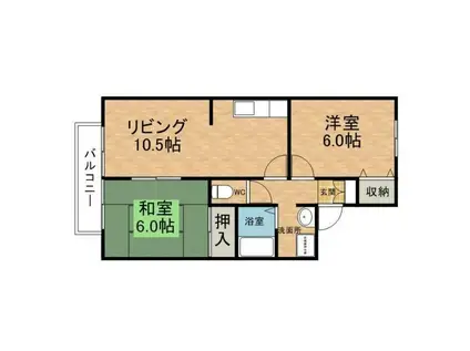 セジュール小野田(2LDK/1階)の間取り写真