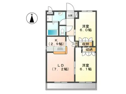 フォル・フリーデ(2LDK/2階)の間取り写真