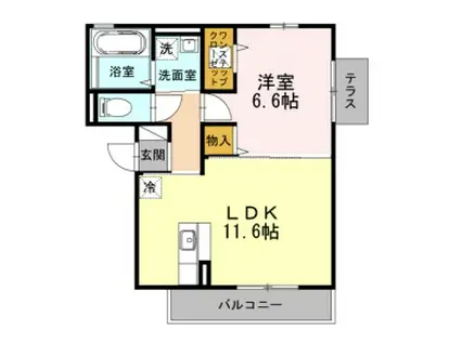 グリシーナGLICINA(1LDK/2階)の間取り写真