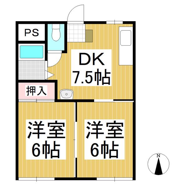 中沢ハイツ(2K/2階)の間取り写真
