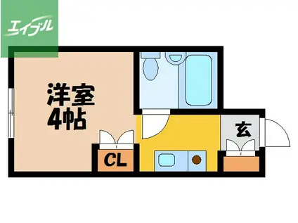 リバーサイドコーポF(ワンルーム/4階)の間取り写真