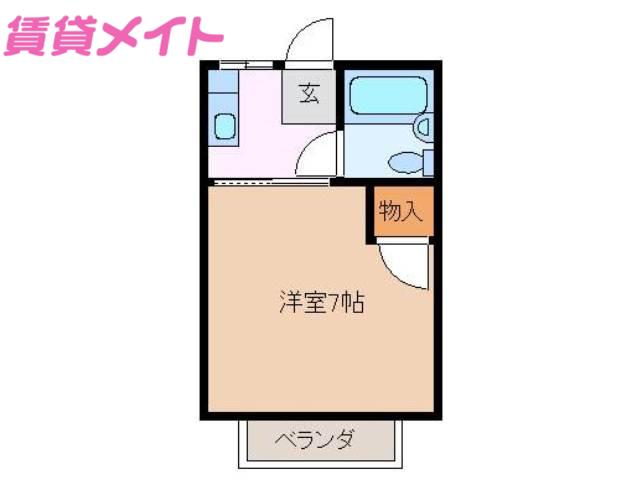ハッピーハイムサカタ(1K/2階)の間取り写真