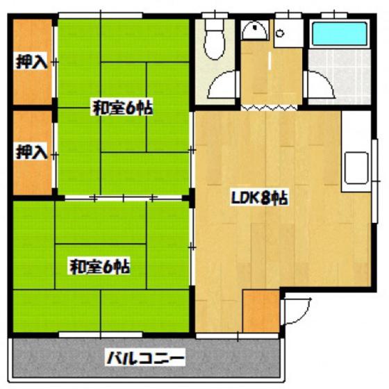 第2コーポ濱本(2DK/3階)の間取り写真
