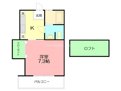 ノーブル リュミエール(1K/2階)の間取り写真