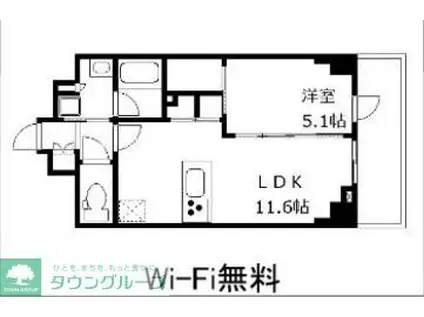 ステージグランデ竹ノ塚(1K/4階)の間取り写真