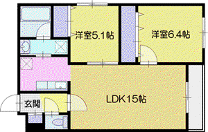 センチュリー北斗(2LDK/4階)の間取り写真