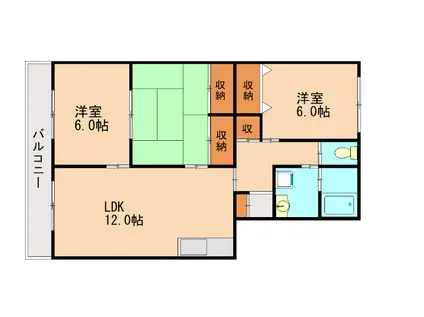 サンヒルズ春日(3LDK/2階)の間取り写真