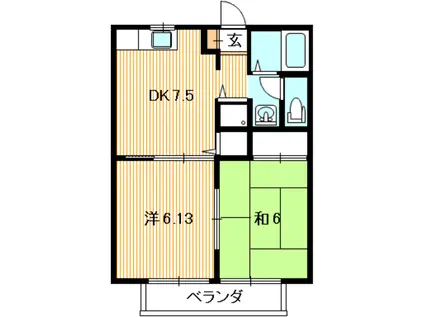 グランハイツ200(2DK/2階)の間取り写真