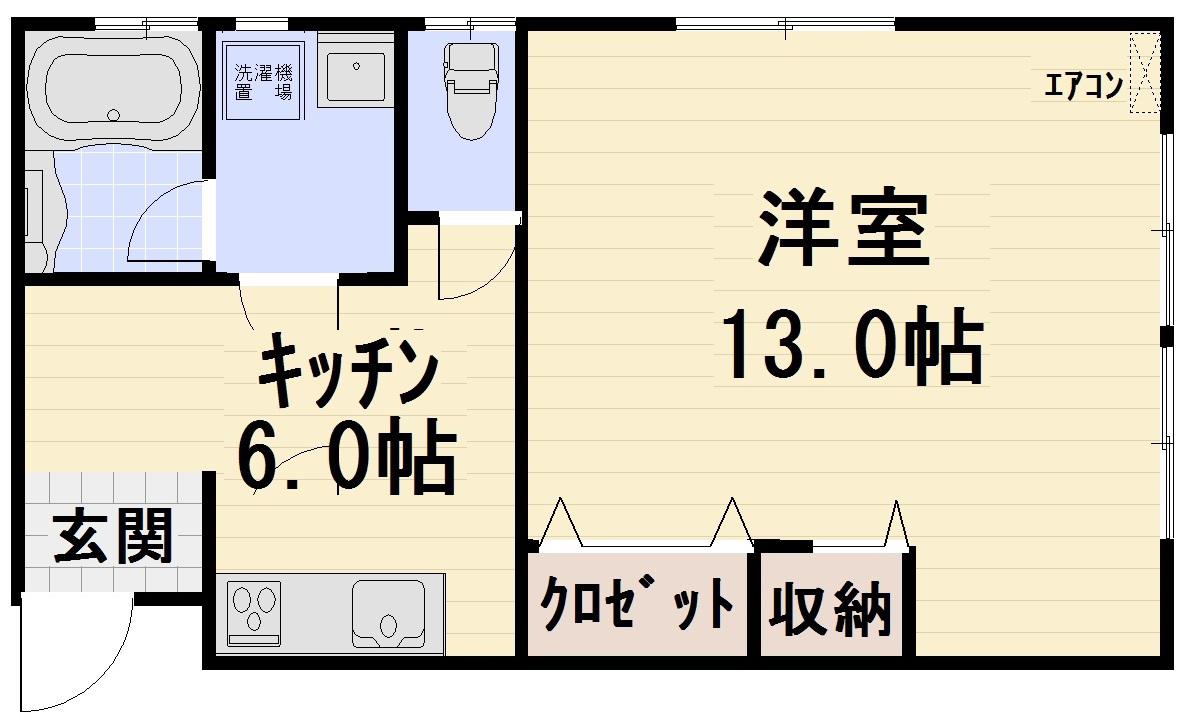 サンハイツ2(1DK/2階)の間取り写真