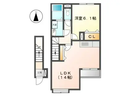 シャルマンハイツ A・B棟(1LDK/2階)の間取り写真