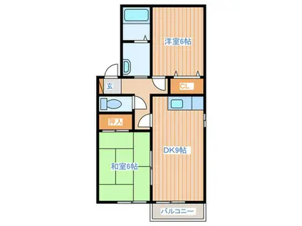 グリーンパーク大代(2DK/2階)の間取り写真