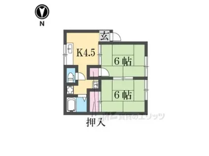 レイクキャピタル滋賀里(2K/2階)の間取り写真