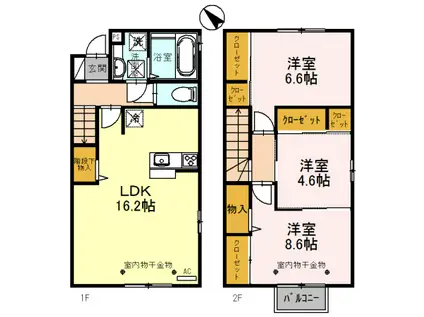 ラフィーネ長江(3LDK/1階)の間取り写真