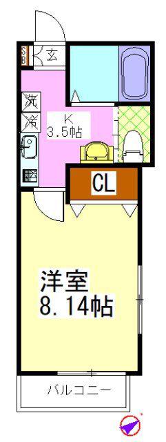 CASA BLANC(1K/2階)の間取り写真
