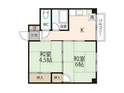 奥ビル(2DK/4階)の間取り写真