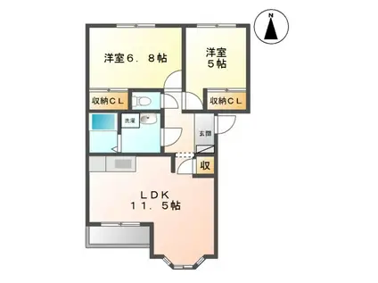 オンテール(2LDK/1階)の間取り写真