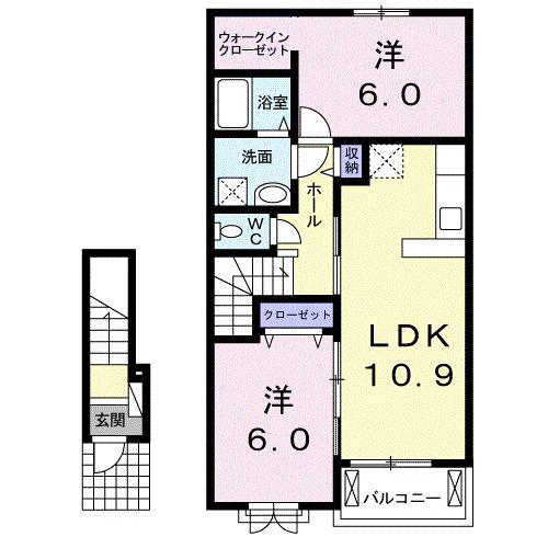 レジェンドXXI(2LDK/2階)の間取り写真