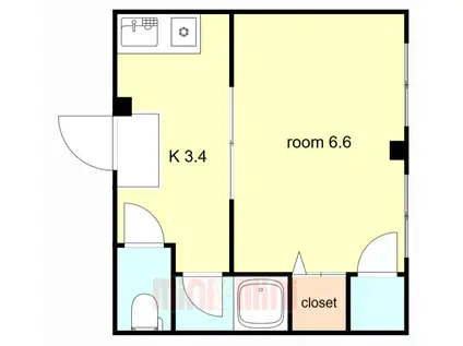 ARK武庫川(1K/2階)の間取り写真
