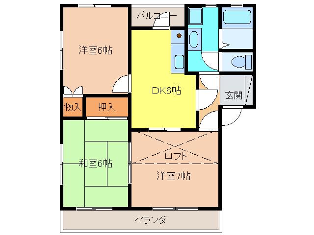 ヴィラパークII(3DK/3階)の間取り写真