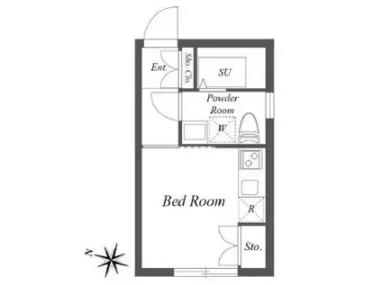 PASEO SANGENJAYA-ウエスト(ワンルーム/3階)の間取り写真