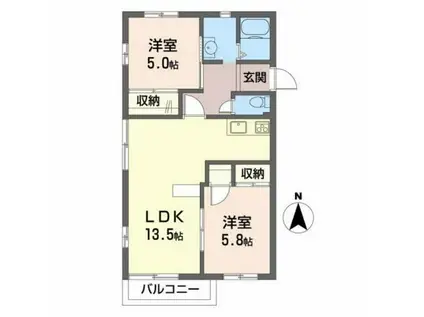 メゾン福田(2LDK/2階)の間取り写真