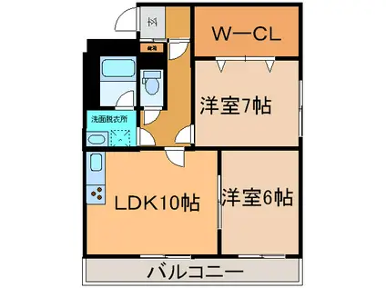 ドルシスI(2LDK/3階)の間取り写真