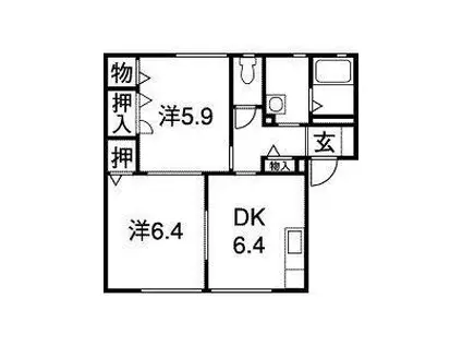 メゾンフルール(2DK/1階)の間取り写真