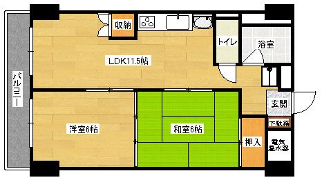 幟町熊本ビル(2LDK/7階)の間取り写真