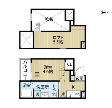 プランドールN(ワンルーム/1階)の間取り写真