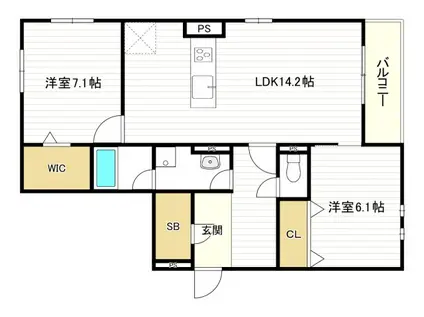 VIEVLE阿倍野播磨町(2LDK/2階)の間取り写真