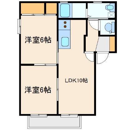 グランドール連取 E(2LDK/2階)の間取り写真