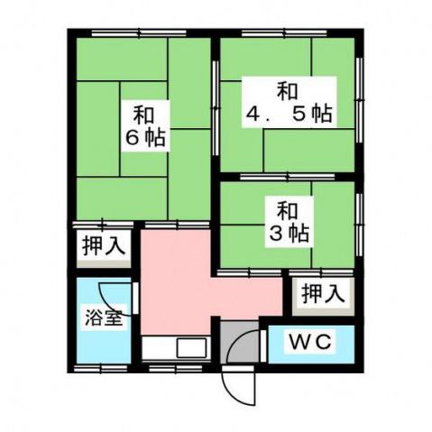 ＪＲ芸備線 矢賀駅 徒歩12分 2階建 築46年(3K/2階)の間取り写真